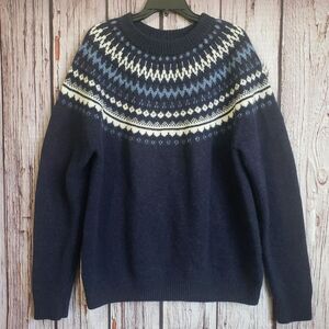 Vintage Abercrombie & Fitch Wool Fair Isle Nordic Sweater Blue XXL Mens